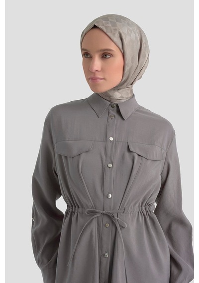 Armine Trend Beli Büzgü Detaylı Pantolonlu İkili Takım 26yt619 Açık Gri