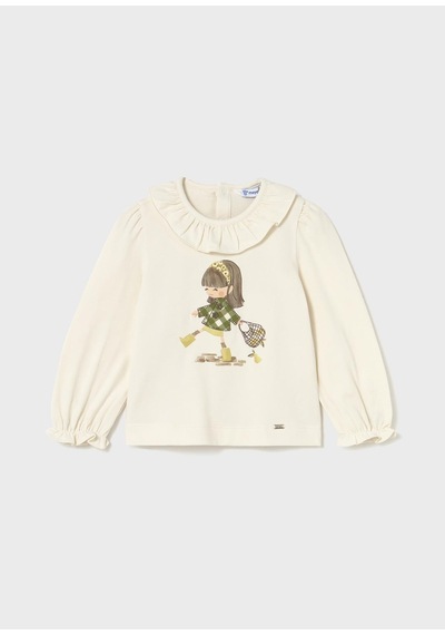 Mayoral Kız Bebek Manşet Kollu Sweatshirt Bej