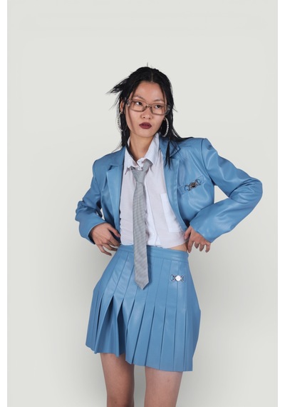 Holly Lolly Crop Model Astarlı College Ceket Mavi