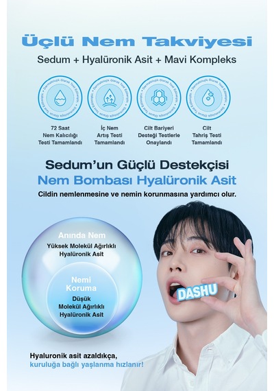 Yağ - Nem Dengesi Sağlayan Hyalüronik Asit İçerikli Nemlendirici Losyon Dashu Blue Sedum Lotion