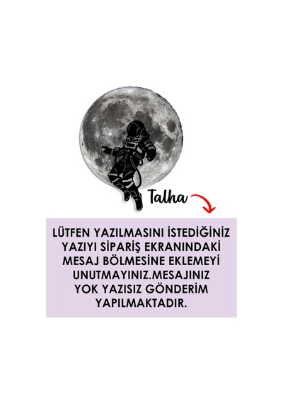 Kişiselleştirilebilir Led Işıklı Epoksi Cam Katmanlı Tablo Astronot Dolunay Gri - 738250971 Gri