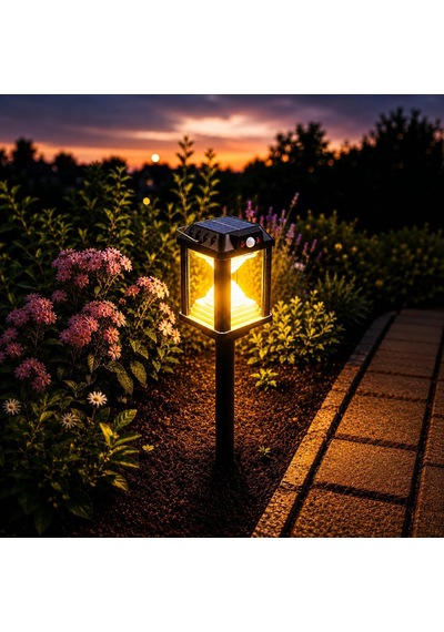 Panter Solar Bahçe Aydınlatması, Balkon Dekorasyonu, Güneş Enerjili Hareket Sensörlü, 3000k Sarı Gün Işığı Filament Led Dış Mekan Su Geçirmez Çim Yol Peyzaj Patika Aydınlatma Dekoratif Lamba 55 Cm