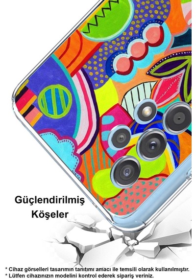 Samsung Galaxy Uyumlu A25 İle Retro Color 6 Kamera Korumalı Şeffaf Kılıf