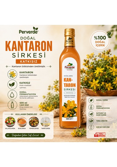 Kantaron Sirkesi 500 Ml Doğal Fermente Sirke Geleneksel Üretim Katkısız