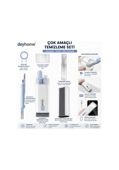 7'si 1 Arada Elektronik Temizleyici Kiti, Fırçalı Klavye Temizleyici Kiti, Airpods Pro İçin 3'ü 1 Arada Temizleme Kalemi, Kulaklık, Klavye, Dizüstü Bilgisayar, Telefon, Pc Monitörü İçin