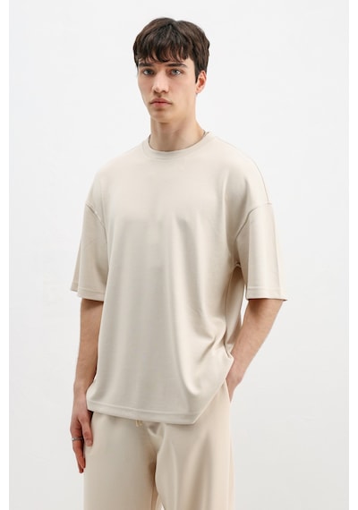 Modal Karışımlı Oversize Tişört Taş