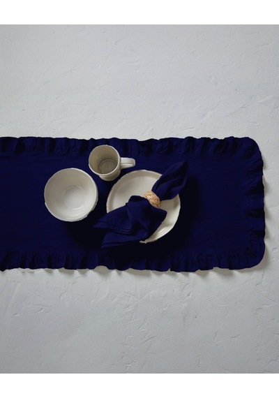 Rufle Fırfırlı Keten Runner 40 X 110 Cm Lacivert Sku: Zeusb0dt3x4wjr 30 x 50
