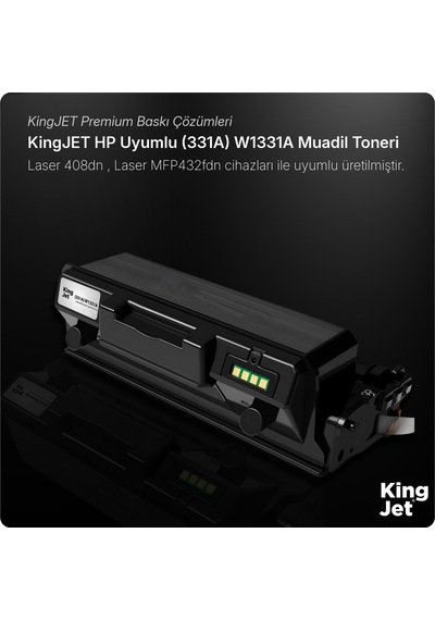 Kingjet Hp Uyumlu 331a W1331a Standart Kapasiteli 4'lü Paket Çipli  Uyumlu Toneri Mfp M432fdn