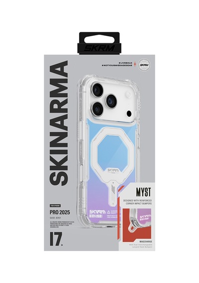 Apple Uyumlu iPhone 17 Pro Kılıf Skinarma M-safe Şarj Özellikli Iml Baskılı Holografik Myst Kapak Colorful Colorful