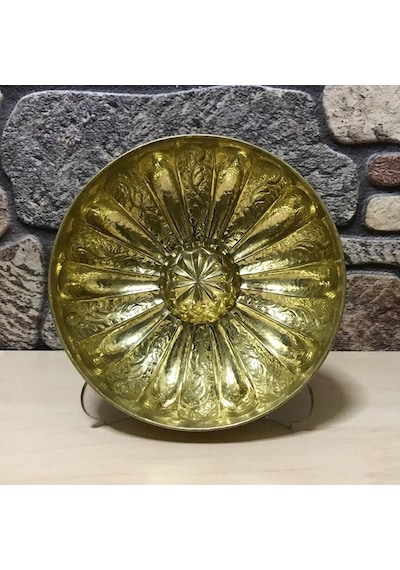 Dilimli İşlemeli Pirinç Hamam Tası Pirinç
