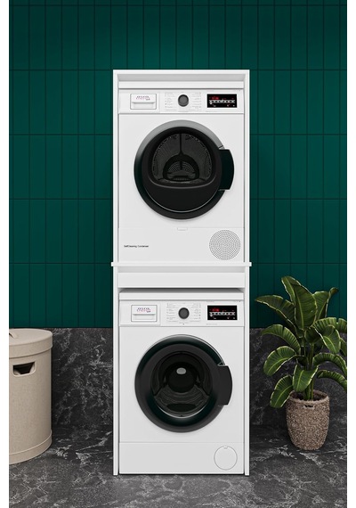Asra Trend Beyaz Bd-05 Çamaşır Ve Kurutma Makinesi Dolabı 65x60x194 Cm Çekmeceli Ara Raflı Üst Üste Yerleşim Ü Diğer