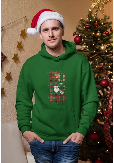 Stil X Yeni Yıl Baskılı Erkek Sweatshırt, Chrıstmas Temalı Yeşil