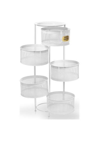 River World Tekerleksiz Rengi Beyaz Açılabilen 5 Katlı Çok Amaçlı Metal Raf Mutfak, Balkon, Kiler Çok Renkli