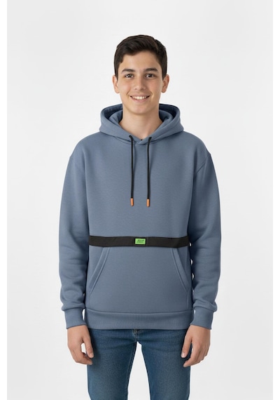 Kapşonlu Kanguru Cepli Detaylı Erkek Çocuk Sweatshirt-90836 İndigo