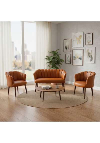 Azra Mobilya Papatya Deri Berjer Takımı 2 Tekli + 1 İkili Koltuk Balkon Ofis Kafe İçin Demonte Ayaklı Taba Taba Azra Mobilya Papatya Deri Berjer Takımı 2 Tekli + 1 İkili Koltuk Balkon Ofis Kafe İçin Demonte Ayaklı Taba Taba