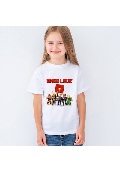 Roblox Baskılı Unisex Çocuk Tişört T-Shirt Mr-01 Çok Renkli