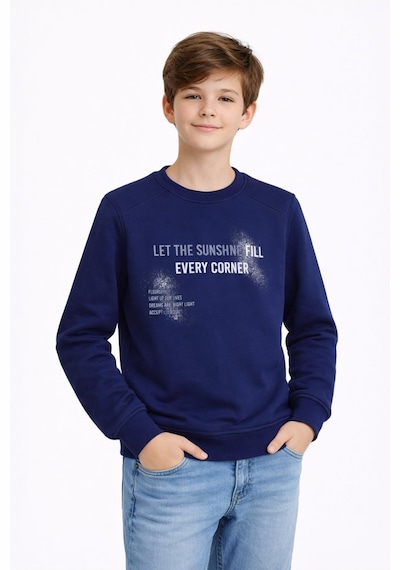 Baglan Erkek Çocuk Önü Arkası Baskılı Sweatshirt Bgl-st05231 Lacivert