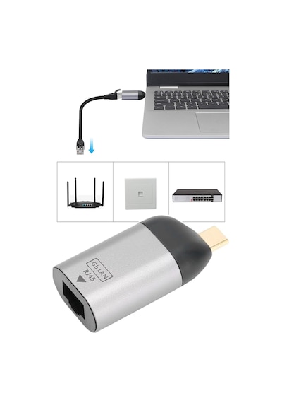 Yüksek Hızlı Veri Aktarım Dönüştürücüsü Type-c Rj-45 Dönüştürücü Çevirici Adaptör Aparat