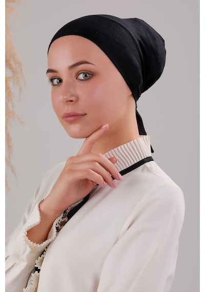 Melodi Scarf Tesettür Geçmeli Bağcıklı Viskon Likralı Dikişsiz Bone Siyah Siyah Melodi Scarf Tesettür Geçmeli Bağcıklı Viskon Likralı Dikişsiz Bone Siyah Siyah
