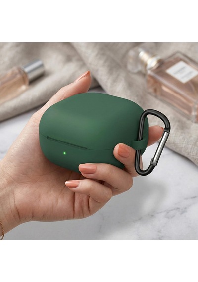Caseonn Samsung Galaxy Buds 4 Pro Kılıf V2 Askı Aparatlı Mat Silikon Koyu Yeşil