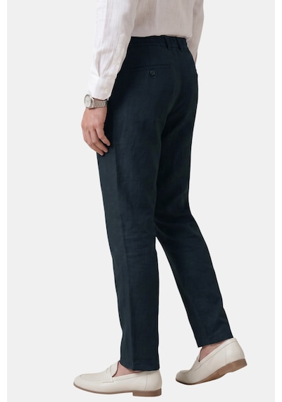 Rizzup Lacivert Slim Fit Likralı Keten Dokulu Lastikli Belli İpli Yazlık Erkek Pantolon 2603001