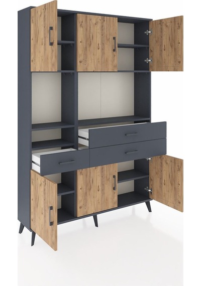 Arges Dolap 9 Raflı 3 Çekmeceli 6 Kapaklı 132x30x195 Antrasit-çam/antrasit Atlas Çam/antrasıt Arges Dolap 9 Raflı 3 Çekmeceli 6 Kapaklı 132x30x195 Antrasit-çam/antrasit Atlas Çam/antrasıt