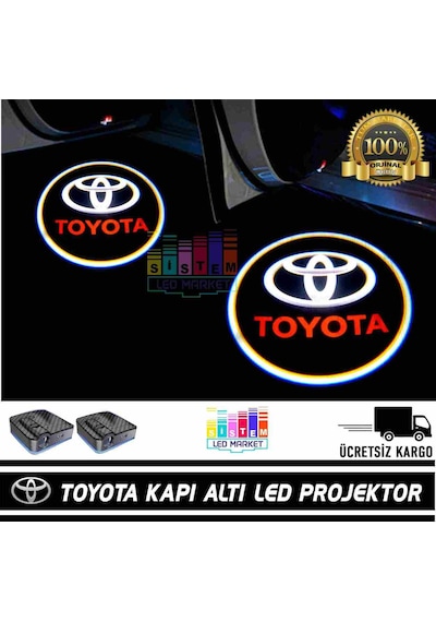 Toyota Araçlar İçin Pilli Yapıştırmalı Kapı Altı Led Logo
