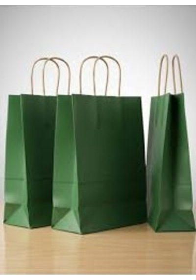 Kraft Çanta Yeşil 18x24x8 25 Adet Kağıt Poşet Çanta