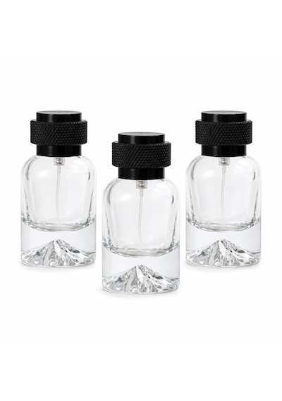 20 Adet Boş Cam Parfüm Şişe, 50 Ml, Kare Mount Dağ Model, Şeffaf, Geçmeli-fmd-50