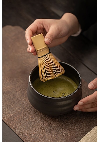 3 Parça Matcha Çayı Fırça Ve Bamboo Whisk Tutucu Ve Bambu Kaşık Set Mt155 Yeşil