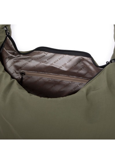 Nas Bag Kadın Büyük Boy Spor Şık Günlük Ultra Hafif Omuz Çantası En 40 Cm Boy 32 Cm Haki