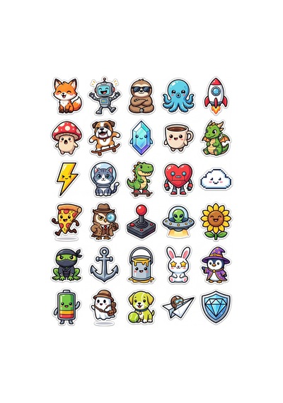 30 Adet Chibi Çizgi Film Karakterleri Sticker Seti - Laptop Defter Su Matarası Çok Renkli