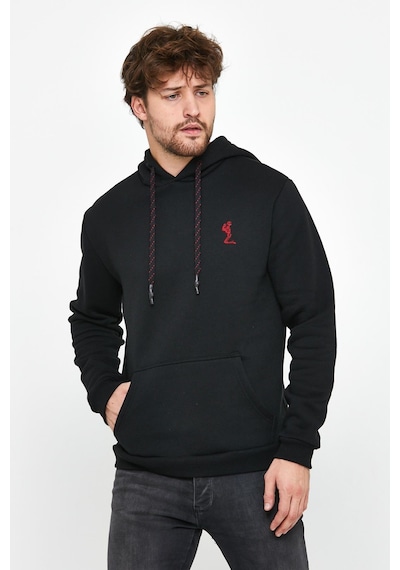 Polostate Erkek İskelet Nakışlı 3 İplik Sweatshirt Siyah