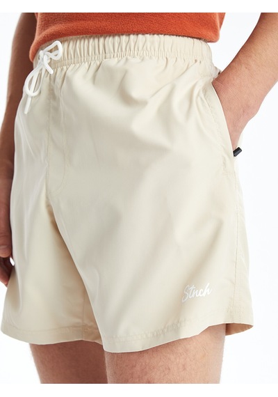 Lcw Swımwear Bej Kısa Boy Baskılı Erkek Deniz Şortu