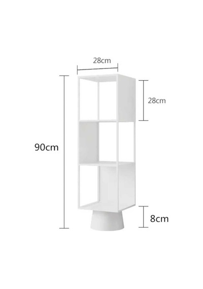 Metal Siyah 3 Katlı Köşe Kitaplık 90-28-28 Cm 1022-cn