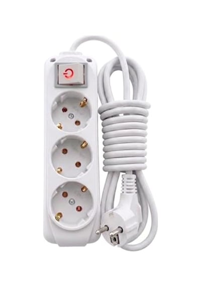 Anahtarlı 3'lü Priz, 2 Metre Uzatma Kablosu İle Güvenli Elektrik Kullanımı