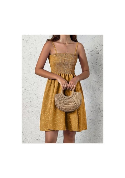 Butik İstanbul Kadın Ip Askılı Gipeli Desenli Kısa Süprem Elbise Hardal Butik İstanbul Kadın Ip Askılı Gipeli Desenli Kısa Süprem Elbise Hardal