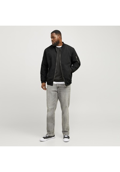 Jack & Jones Büyük Beden Beyzbol Yaka Bomber Ceket- Rush - 12173990 Siyah