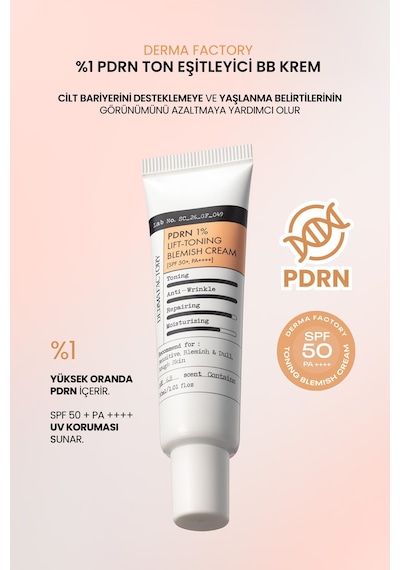%1 Pdrn Cilt Tonu Eşitleyici Sıkı Görünüm Destekleyen Bb Krem Spf50+ Pa++++ Lıft-tonıng Blemısh Cream Standart