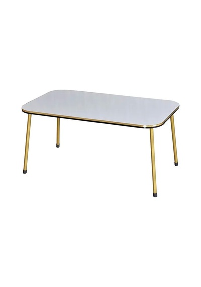 Zigon Sehpa Ve Orta Sehpa Kr Set Çift Gold Metal Beyaz