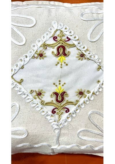 2 Adet Buldan İşi Dokuma Kırlent Kılıfı %100 Pamuklu Güpürlü Dantelli 43x43 L