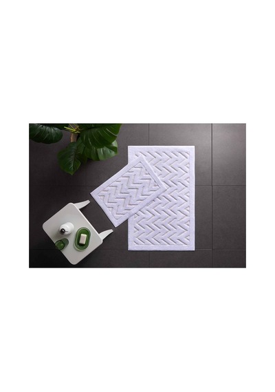Bevel Angles 2'li Banyo Paspası Beyaz