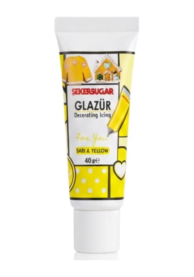 Glazür Tüp Sarı 40 Gr Pasta Ve Kurabiye Dekor Glaze