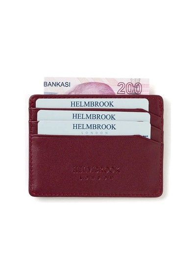 Helmbrook London Drew Erkek Deri İnce Tasarım Kartlık Bordo