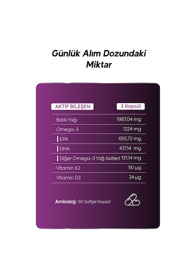 Dr. Henri Omega3 D3K2 EPA & DHA Takviye Edici Gıda 60 Kapsül