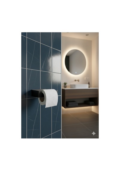 Buççin Online Mağaza Modern Mat Siyah Metal Tuvalet Kağıdı Tutacağı Yapışkanlı Iı Minimal Duvara Monte Kağıtlık Met Çok Renkli