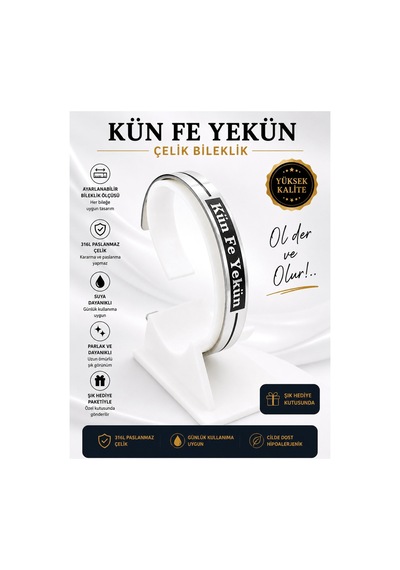 Çelik Bileklik Parlak Ve Paslanmaz Çelik Her Bileğe Uygun Ayarlanabilir Ölçülü Sözlü Bileklik Gümüş6