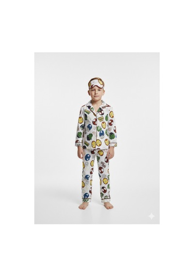 Beka Kids Renkli Karakter Desenli Uzun Kollu Önden Düğmeli Gömlek Yaka Erkek Çocuk Pijama Takımı Ve Göz Bandı Ekru Beka Kids Renkli Karakter Desenli Uzun Kollu Önden Düğmeli Gömlek Yaka Erkek Çocuk Pijama Takımı Ve Göz Bandı Ekru