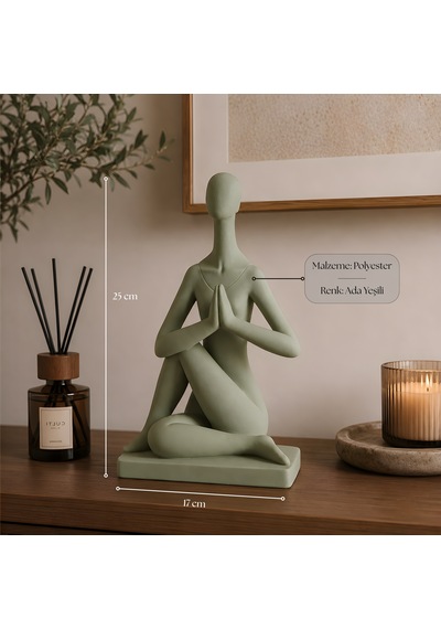 Zen Meditasyon Figürlü Dekoratif Biblo - Ada Yeşili