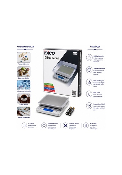 Superıor Mını I-2000 3000gr/0.1gr Mini 10.5x13cm Hassas Tartı - Terazi Şeffaf Pls.kapak Pilli Bx40